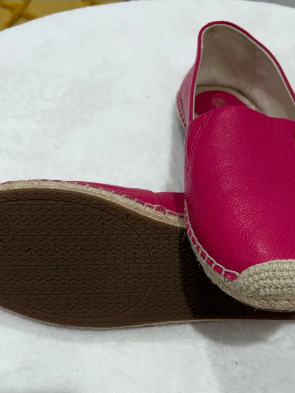 NEW ~ Michael Kors Ultra Pink Leather Espadrille Slip-Ons - Size 8